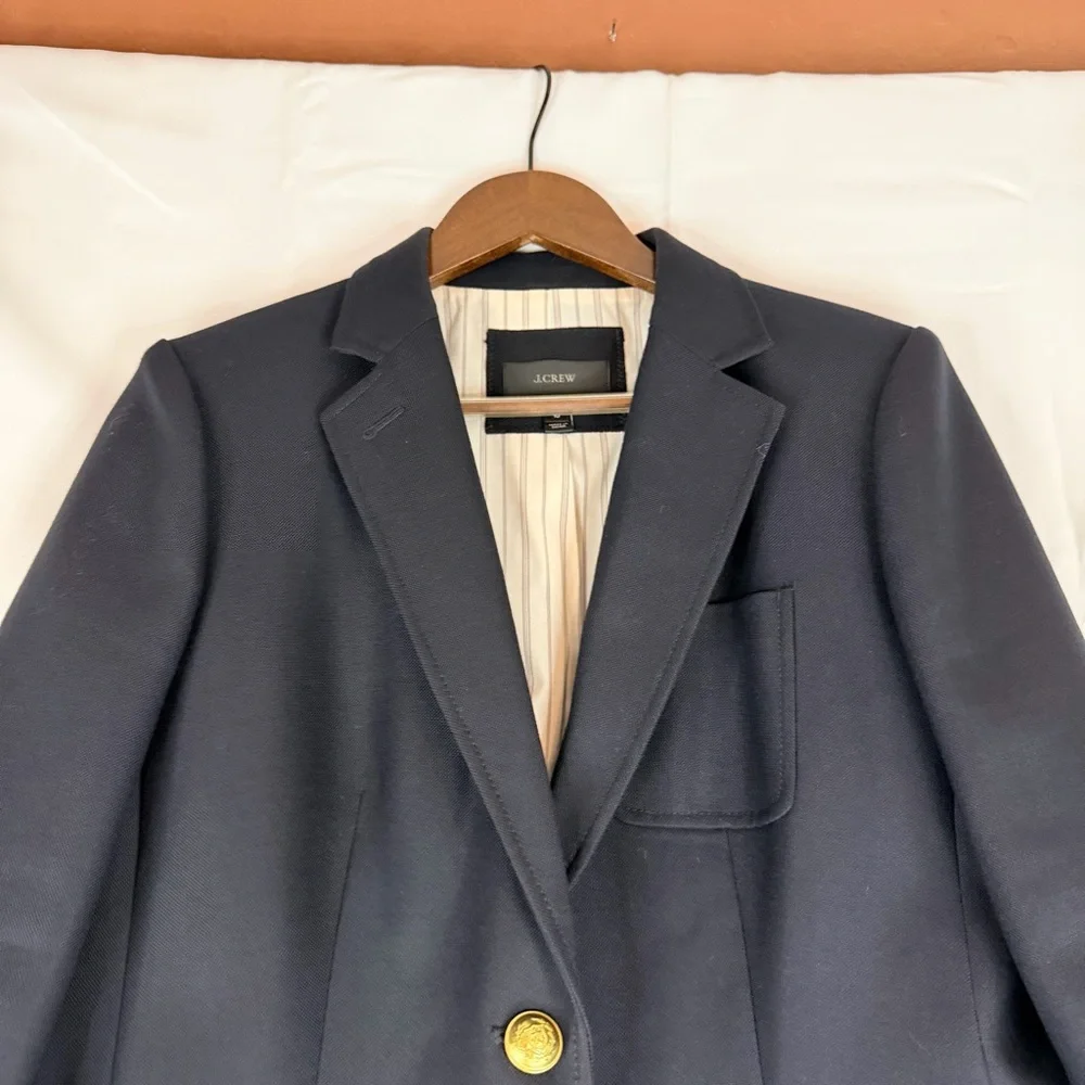 J CREW Women’s Size 10 Blazer Jacket 100% Wool Lined Gold Buttons
